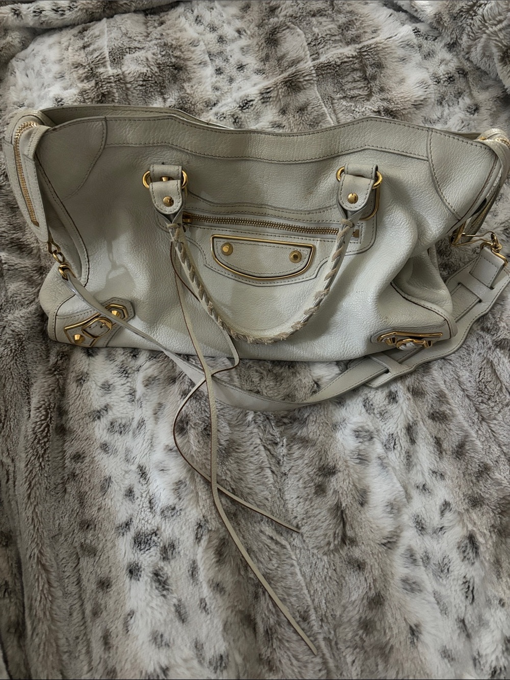 Balenciaga City Bag Off White Gold Hardware